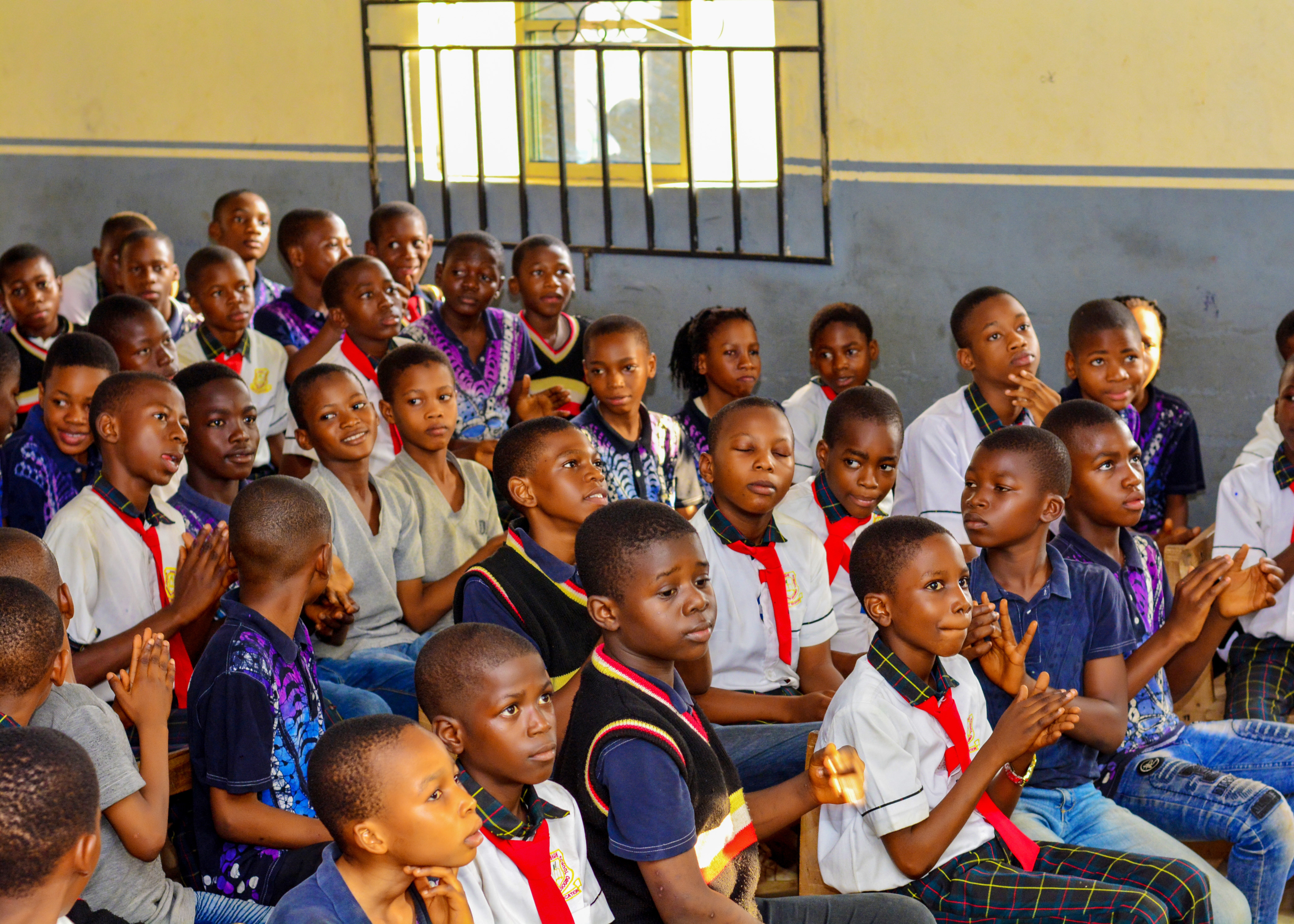 Boys gathered for a MaleMatters school session